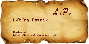 Láng Patrik névjegykártya